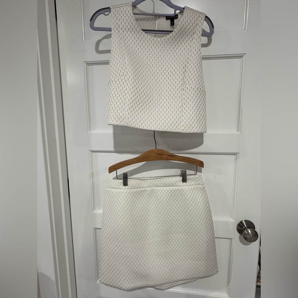 Cream 2 piece set - crop top + skirt